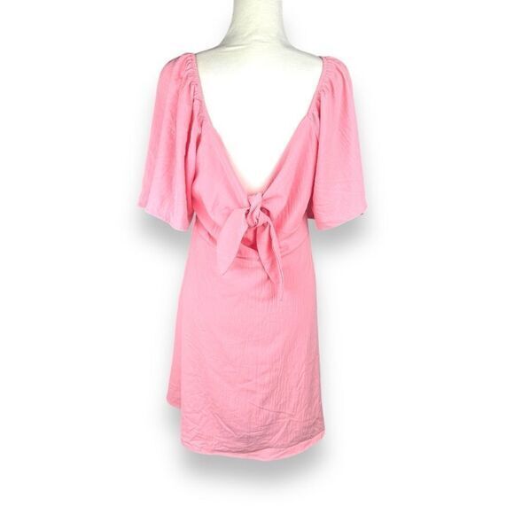 Smocked Pink Babydoll Dress Womens Size XL‎ Flutter Flowy Coquette Dollette - Picture 4 of 11